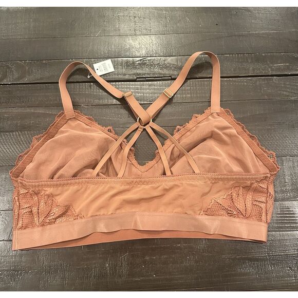 Aerie Lace Bralette Racerback Floral Comfortable Bra XXL Salmon Orange - Picture 2 of 5